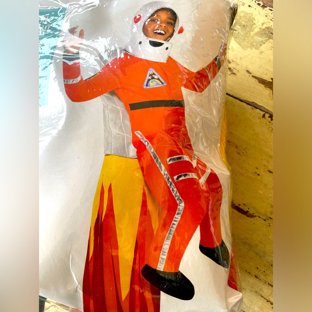 ILLUSION ASTRONAUT Costume, Child Medium 8-10, Tunic w/ Attached Legs & Helmet
